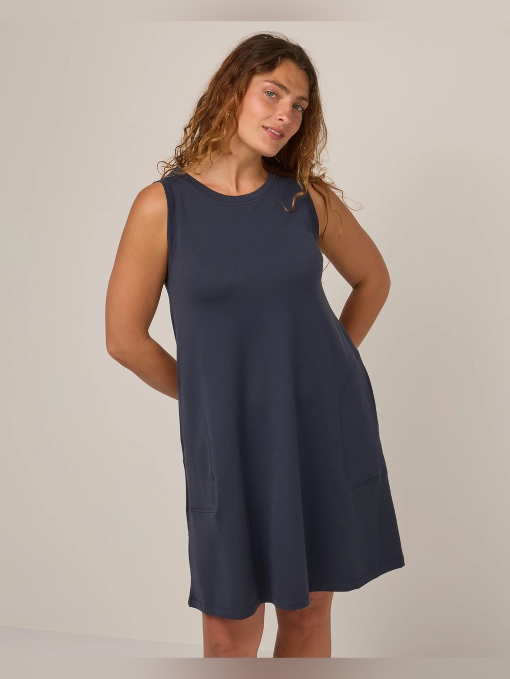 Wool& Sierra Tank Dress Sz M Long Washed Navy